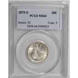 1875-S 20C MS64 PCGS. Cherry-red and orange toning app 