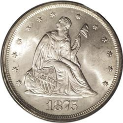 1875-S 20C MS65 PCGS. Normal Mintmark. This is a lovel 