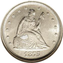 1875-S 20C MS65 NGC. Breen-3875, Doubled "$" Mintmark; 