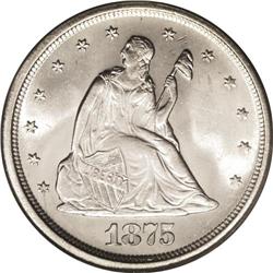 1875-S 20C MS65 PCGS. Breen-3875, Doubled "$" Mintmark 