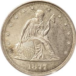 1877 20C PR63 PCGS. On the obverse die lines extend fr 