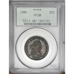 1806 25C VF20 PCGS. B-9, R.1. Die State IV with cud ab 