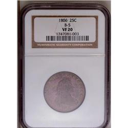 1806 25C VF20 NGC. B-5, R.5. Subtle orange-gray surfac 