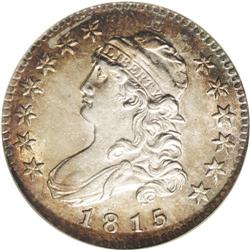 1815 25C E Counterstamp AU58 NGC. B-1, R.1. Quarters d 