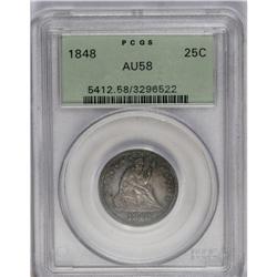1848 25C AU58 PCGS. Briggs 1-A, Breen-3974. This date 