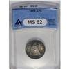 Image 1 : 1863 25C MS62 ANACS. A lustrous example with a somewha 