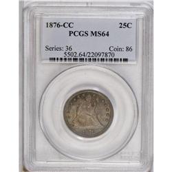 1876-CC 25C MS64 PCGS. Quite lustrous with a typical s 