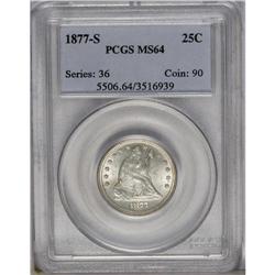1877-S 25C MS64 PCGS. Choice and attractive, with good 