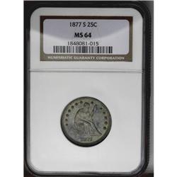 1877-S 25C MS64 NGC. This near-Gem possesses attractiv 