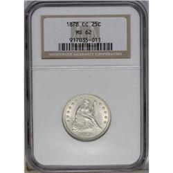 1878-CC 25C MS62 NGC. A satiny and virtually untoned e 