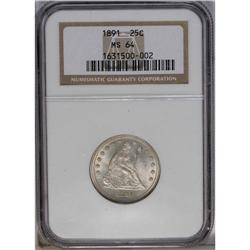 1891 25C MS64 NGC. An attractive coin with standout lu 