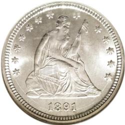 1891 25C MS67 NGC. An almost perfect example of this f 