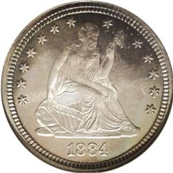 1884 25C PR67 NGC. A glorious, moderately toned specim 