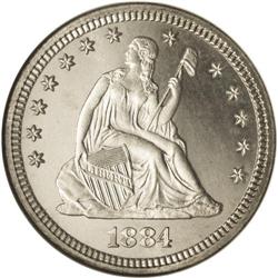 1884 25C PR67 Cameo NGC. This intricately struck Super 