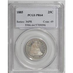 1885 25C PR64 PCGS. Milky russet toning covers much of 