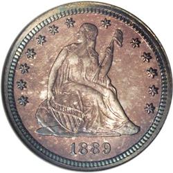 1889 25C PR67 NGC. Lilac-red fields and devices are ou 