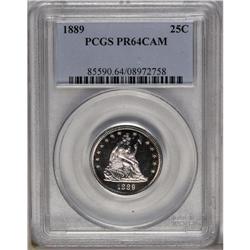 1889 25C PR64 Cameo PCGS. An amazing black-and-white c 