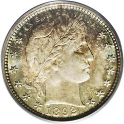 1892 25C MS67 PCGS. Type One Reverse. Identifiable by 