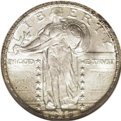 1918-S 25C MS67 NGC. Impeccably smooth beneath streaks 