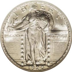 1920-S 25C MS67 NGC. The light silver-gold obverse is 