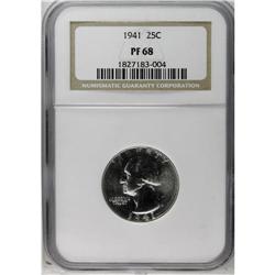1941 25C PR68 NGC. This brilliant and beautiful Superb 