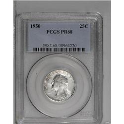 1950 25C PR68 PCGS. A deeply mirrored specimen with da 