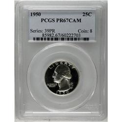 1950 25C PR67 Cameo PCGS. A flashy black-and-white coi 