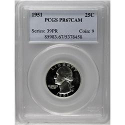 1951 25C PR67 Cameo PCGS. A brilliant Superb Gem with 