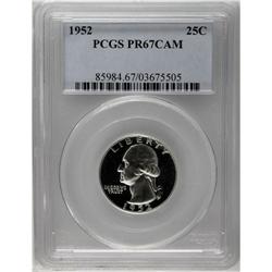 1952 25C PR67 Cameo PCGS. Traces of honey toning grace 