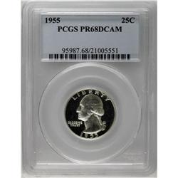 1955 25C PR68 Deep Cameo PCGS. Boldly struck with fros 