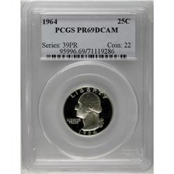 1964 25C PR69 Deep Cameo PCGS. Sharp and deeply reflec 