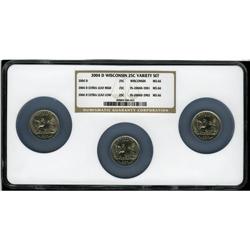 2004-D 25C Wisconsin Variety Set MS66 NGC. The set inc 