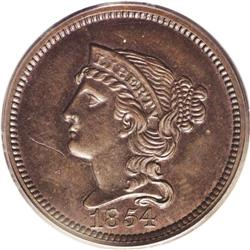 1854 P1C One Cent, Judd-160, Pollock-187, R.4, PR64 Br 