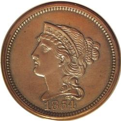 1854 P1C One Cent, Judd-160, Pollock-187, R.4, PR65 Br 