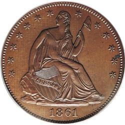 1861 P50C Half Dollar, Judd-280, Pollock-331, Low R.7, 