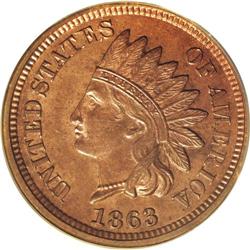 1863 1C One Cent, Judd-299, Pollock-359, R.3, PR64 Red 