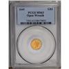 Image 1 : 1849 G$1 Open Wreath MS63 PCGS. Small Head, With L. A 