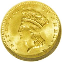 1889 G$1 MS65 NGC. This rich pumpkin-gold Gem features 