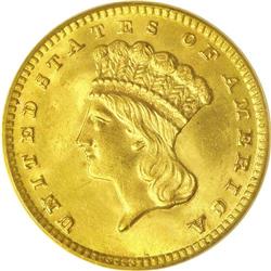 1889 G$1 MS67 PCGS. The final-year 1889 gold dollar ha 