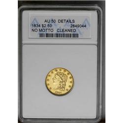 1834 $2 1/2 Classic--Cleaned--ANACS. AU50 Details. Bre 