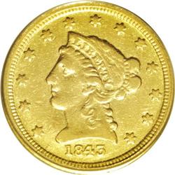 1843-C $2 1/2 Small Date, Crosslet 4 XF40 PCGS. Variet 