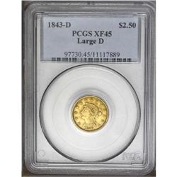 1843-D $2 1/2 Small D XF45 PCGS. 