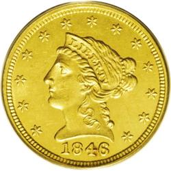 1846 $2 1/2 MS61 PCGS.From The Derrick Snider Collecti 