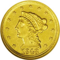 1848-D $2 1/2 --Altered Surfaces--ANACS. AU55 Details. 