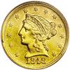 1848-D $2 1/2 AU58 PCGS. Variety 10-N. The scarcer of 