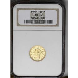 1902 $2 1/2 MS62 NGC. Slightly reflective with bright 