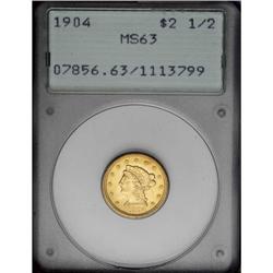 1904 $2 1/2 MS63 PCGS. Select and highly lustrous with 