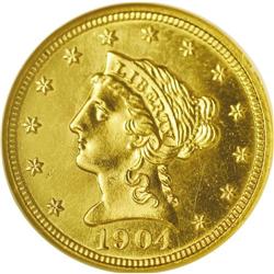 1904 $2 1/2 MS66 Prooflike NGC. This razor-sharp beaut 