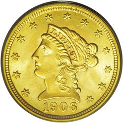 1906 $2 1/2 MS65 PCGS. This exactingly struck Gem has 