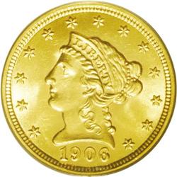 1906 $2 1/2 MS65 PCGS. Booming luster, rich apricot ra 